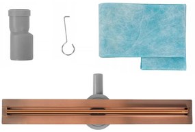 Rea Neox Pro Slim, sprchový odtokový žľab 70cm s otočným sifónom o 360stupňov, medená matná, REA-G4806