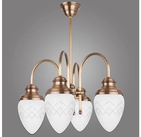 Kemar RI/4/M - Luster na tyči RINAMA 4xE27/60W/230V mosadz