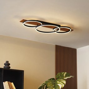 Dizajnové stropné svietidlo čierne okrúhle vrátane LED 3-krokové stmievateľné 3-svetlá - Nimue