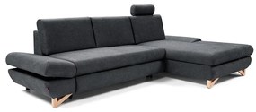 Rozkladacia rohová čalúnená sedacia súprava s úložným priestorom v tvare L AVESTA pravá antracit