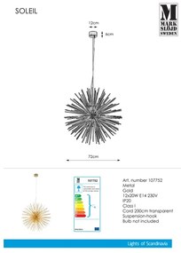 Markslöjd 107752 - Luster na lanku SOLEIL 12xE14/20W/260V rose gold