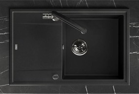 Laveo Megalo, 1-komorový granitový drez 780x500x185 mm, čierna škvrnitá, LAV-SBE_711T