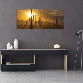 Obraz - Kaktusy Saguaro (120x50 cm)