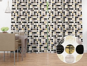 Biante Dekoračný záves Leona LN-058 Zlaté a čierne guličky na bielom 130x200 cm