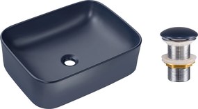 Comad Keramické umývadlo na dosku Kama 50x38 modrá + výpusť Click-Clack modrá
