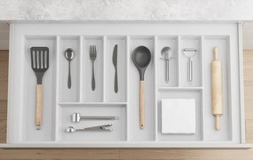 IN-DURO Príborník STRIPES 79 - 85 cm s hĺbkou 42 - 49 cm, biela