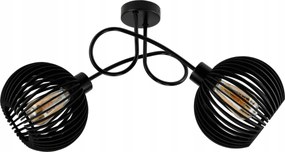 BERGE LED stropné svietidlo 2XE27, drevené, čierne