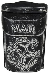 Čierna antik poštová schránka s kvetmi a motýľom Mail - 22*37*33 cm