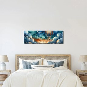 Obraz - Lietať nočnou oblohou (s hodinami) (90x30 cm)