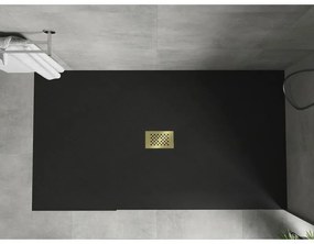 Mexen Hugo, obdĺžniková sprchová vanička SMC 150 x 100 cm, čierna, zlatá krytka, 42701015-G
