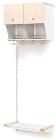 Vešiaková stena JEPPE s dvierkami, prídavná sekcia, 600x1800 mm, breza, biela