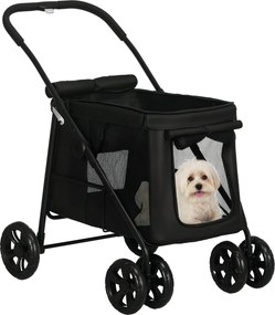 PawHut Kočík pre psov, Skladací psí kočík, Psí vozík s vankúšom, Mačací kočík do 20 kg, Mačací kočík pre malé a stredne veľké psy so bočnými vreckami,