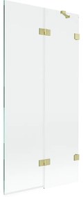 Mexen Lunar, 2-krídlová vaňová zástena pravá 90 x 150 cm, číre sklo, zlatá matná, 897-090-100-55-00-P