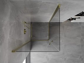 Mexen Mist-B Duo, 2-krídlový výklopný sprchový kút 85 x 85 cm, číre sklo, zlatý lesklý profil, 8A2-085-085-50-00