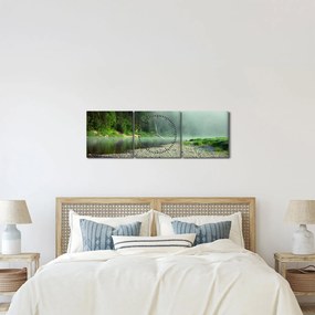 Obraz - Rieka pri lese (s hodinami) (90x30 cm)