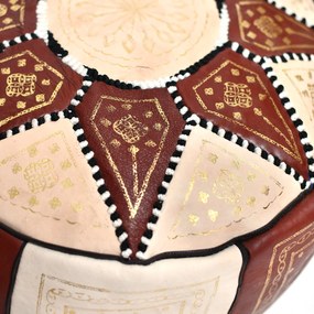 Kožená taburetka s ornamentami (hnedá)