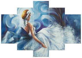 Gario Ručne maľovaný obraz Modrá dáma počas tanca - 5 dielny Rozmery: 100 x 70 cm