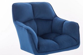 LuxuryForm Kreslo AMALFI VELUR na striebornej podstave s kolieskami - modré