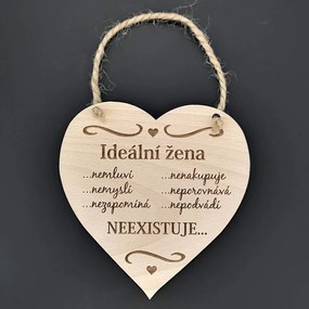 AMADEA Drevené srdce s textom Ideálna žena..., masívne drevo, 16 x 15 cm