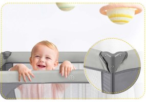 Ricokids Cestovná postieľka + matrac + taška125 x 65 x 78 cm RK-240 svetlosivá