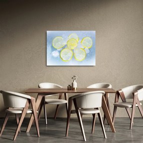 Sklenený obraz citróna v ľade (70x50 cm)