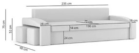 Velká rozkladacia pohovka HEWLET s taburetkami