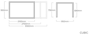 Cubic HPL rozťahovací stôl antracit 210-270-330 cm