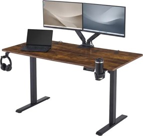 Elektrický výškovo nastaviteľný herný stôl SHADOW GAMER RUSTIC