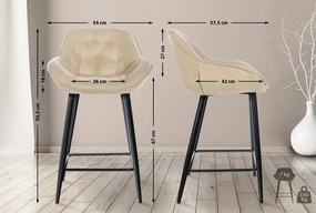 Barová stolička Gibson (SET 2 ks) - látka, kovové nohy čierne - Krémová