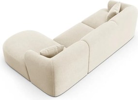 Béžová zamatová rohová pohovka (pravý roh/s leňoškou) Campi – Cosmopolitan Design