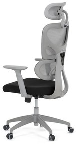 Kancelárska ergonomická stolička GRANT II — sieť, látka, sivá