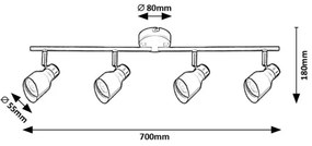 Rabalux 73050 - Bodové svietidlo LILOU 4xGU10/25W/230V