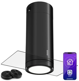 Klarstein Beretta Premium Smart, ostrovčekový digestor, 544 m³/h, aplikácia, odsávanie/recirkulácia vzduchu, LED, filter s aktívnym uhlím