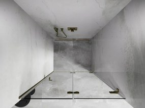 Mexen, Mexen Lunar-F pravé sklápacie sprchové dvere 70 cm, transparentné, brúsené zlato - 836-070-000-55-00-P