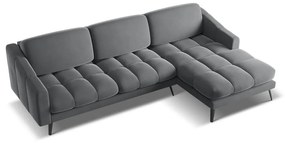 Sivá zamatová rohová pohovka (pravý roh) Nalu – Makamii