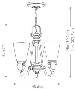 Hinkley HK-MAYFLOWER3 - Luster na reťazi MAYFLOWER 3xE27/60W/230V