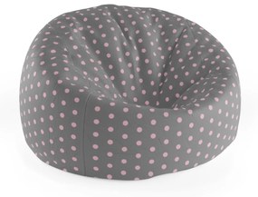 Sablio Sedací vak Cocoon Růžové puntíky na šedé - 75 x 45 x 35 cm