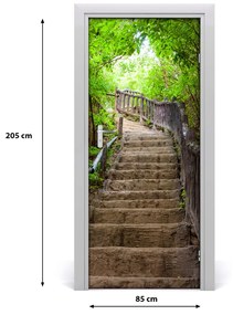 Fototapeta samolepiace na dvere schody v lese 85x205 cm