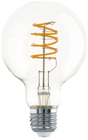 EGLO Filamentová LED žiarovka, E27, G80, 4,5 W, 400lm, 2700K, teplá biela, číra