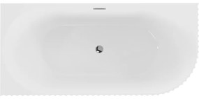 Mexen Gia, voľne stojaca rohová vaňa, drážkovaná, ľavá, 170 x 80 cm, biela lesklá, chrómový prepad, 52701708000L-01