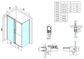 Gelco Gelco, Fondura obdĺžniková sprchová zástena 1300x800mm L/P varianta, GF5013GF5080