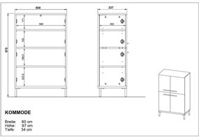Tmavosivá vysoká kúpeľňová skrinka v dekore duba 60x97 cm Yonkers - Germania