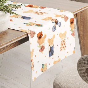 Biante Detský bavlnený behúň na stôl Sandra SA-611 Hravé myšky na bielom 35x140 cm