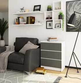 Komoda K60 3SZ CLP biela / sivá