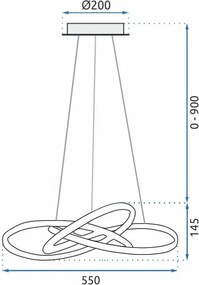 Toolight - LED závesné svietidlo APP395-CP + diaľkové ovládanie, čierna, OSW-06911