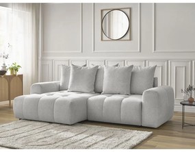 Svetlosivá ženilková rozkladacia/s úložným priestorom rohová pohovka (ľavý roh/s leňoškou) Roxelane – Bobochic Paris
