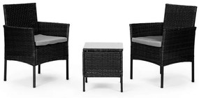 ModernHome Sada ratanového záhradného nábytku - stolík, 2x kreslo, XS-RTS023 BLACK