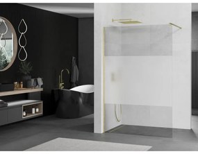 Mexen Kioto, sprchová zástena Walk-In 90 x 200 cm, 8mm číre sklo-námraza, zlatý matný profil, 800-090-101-55-35
