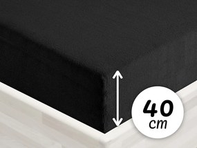 Froté napínacie prestieradlo na extra vysoký matrac FR-030 Čierne 100 x 200 - výška 40 cm