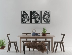 drevko 3-dielny obraz na stenu Motýle Rozmer obrazu: 28,5 x 65 cm, Farba dekorácie: Čierna